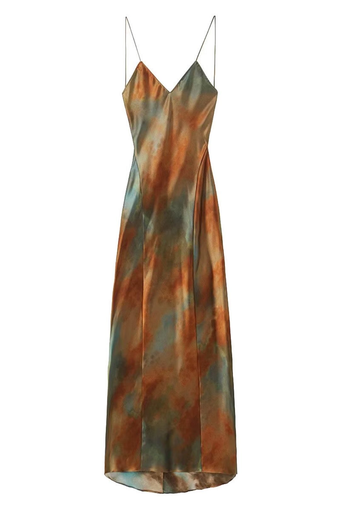 Silk Satin Texture Printed Halter Dress