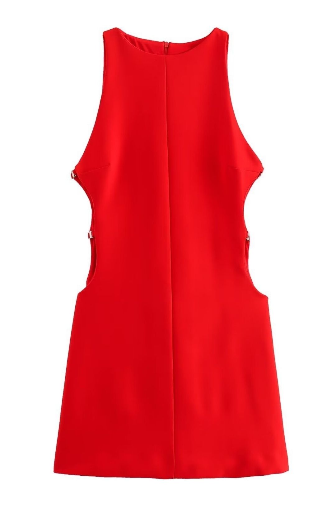 Open Design Round Neck Short Dress