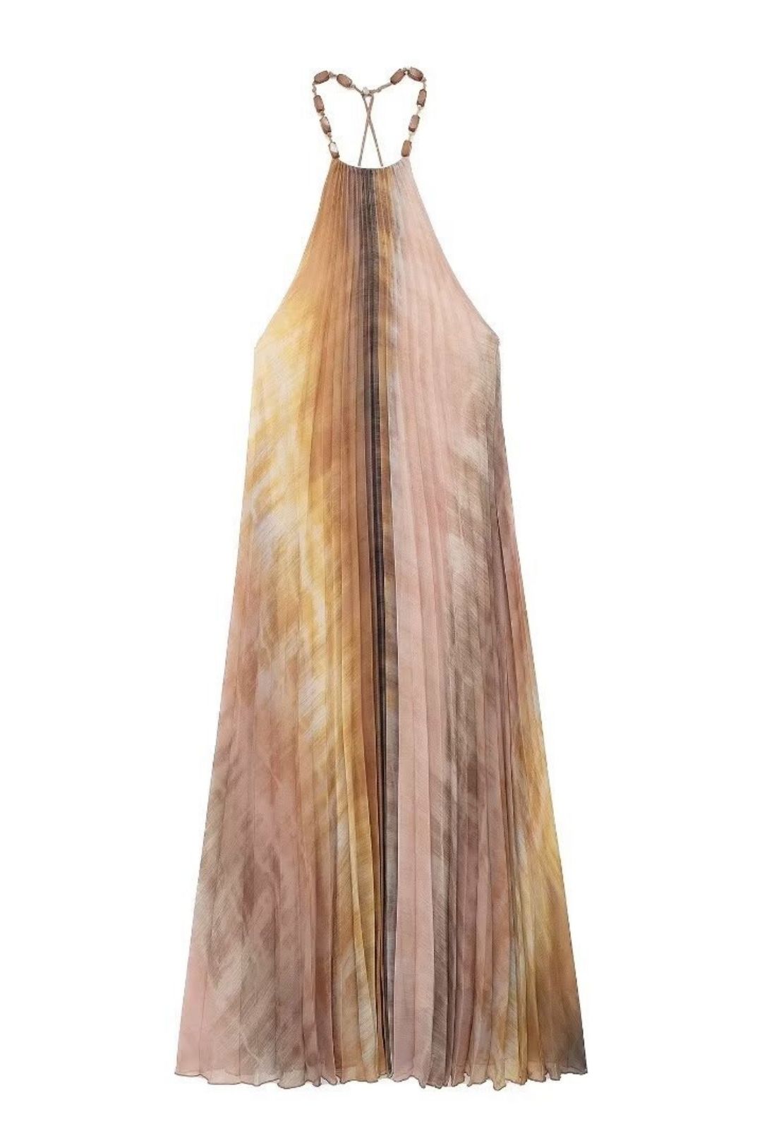 Tie-dye Halter Neck Pleated Halter Dress