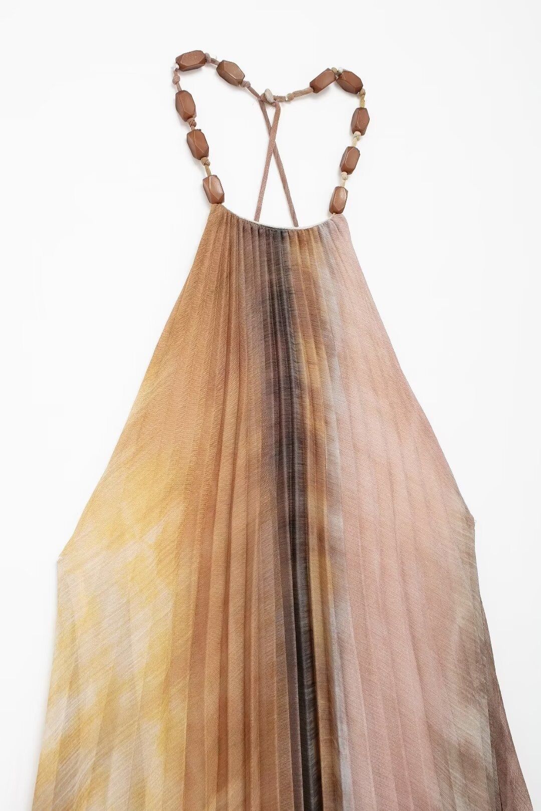 Tie-dye Halter Neck Pleated Halter Dress