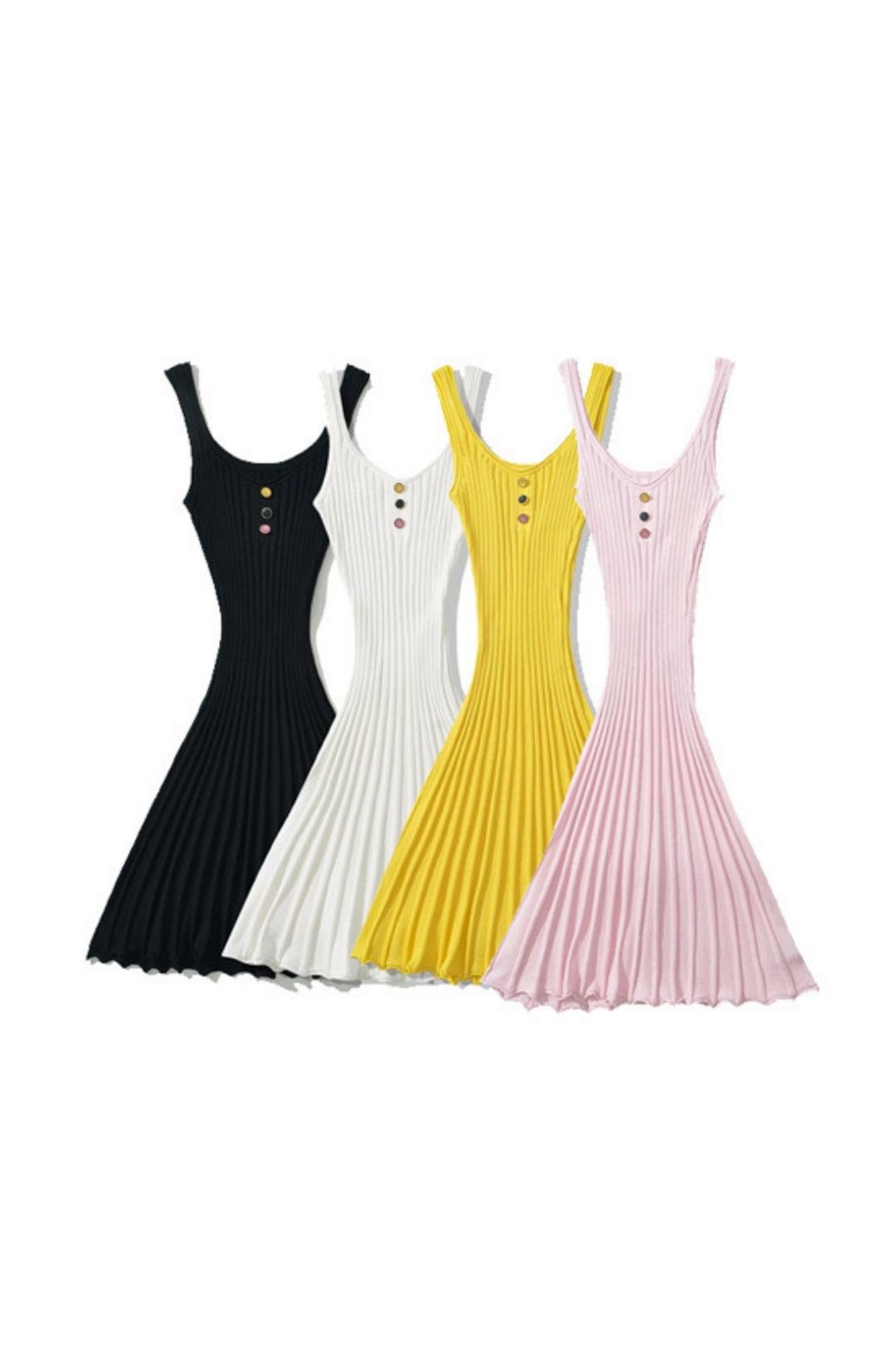 Short-sleeved Knitted Crimped High-elastic Smart Umbrella Sling Dress