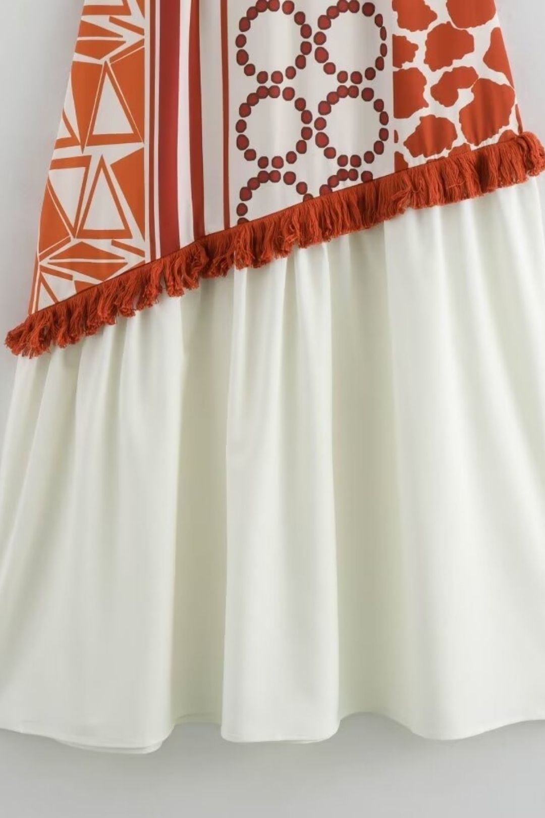 Printed Tassel Stitching Strapless Slim Casual Dress