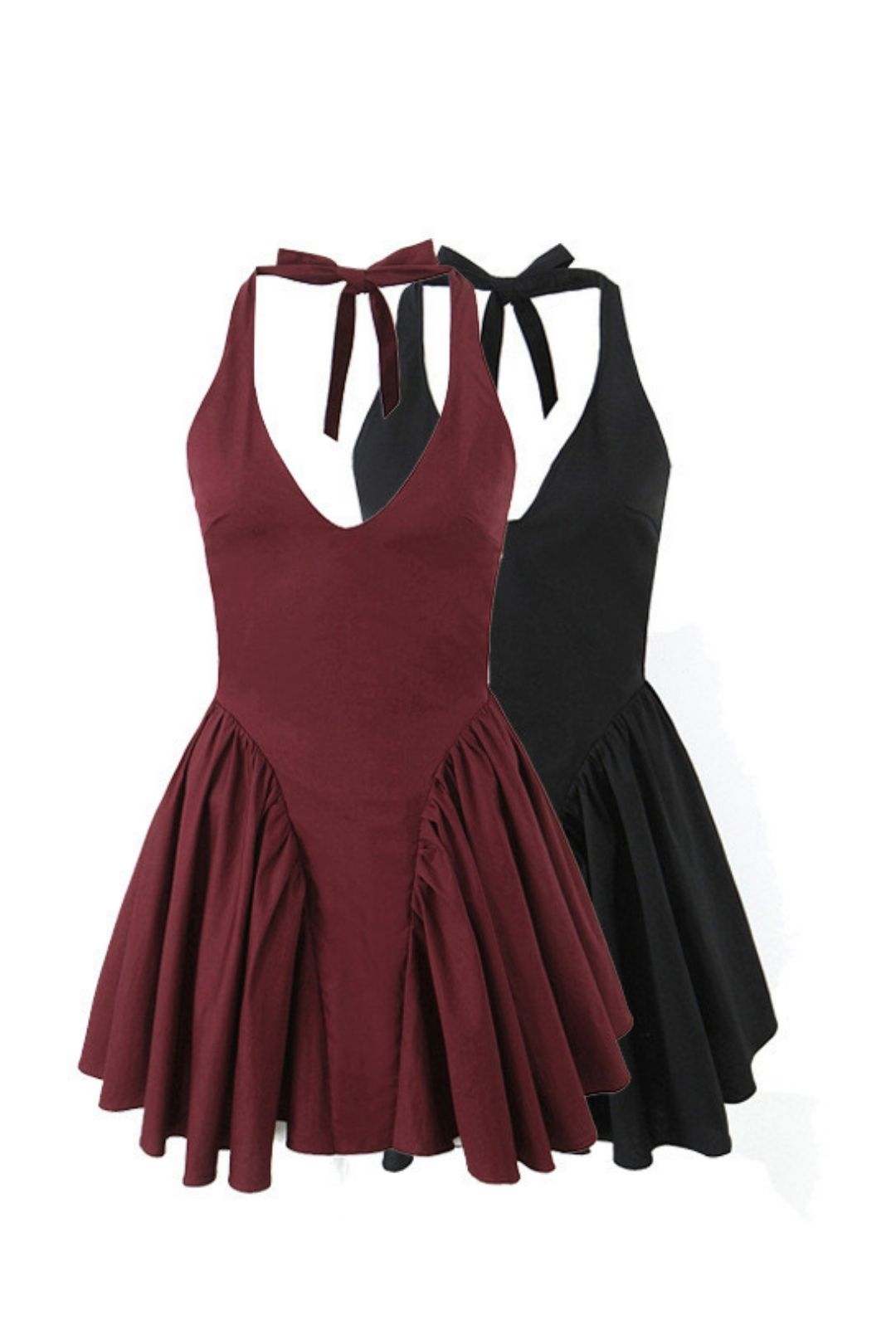 Solid Color Sexy Slim Bag Hip Hanging Neck One-piece Skirt