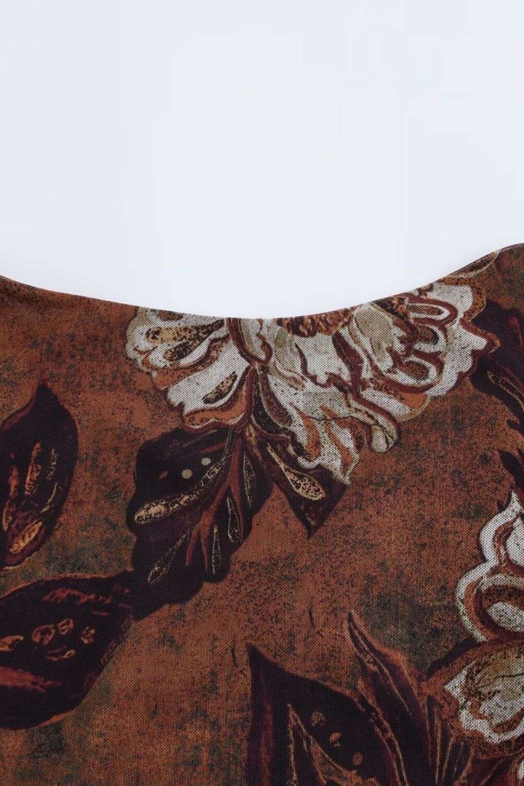 Waist Printed Silk Mesh One-word Collar Long Dress