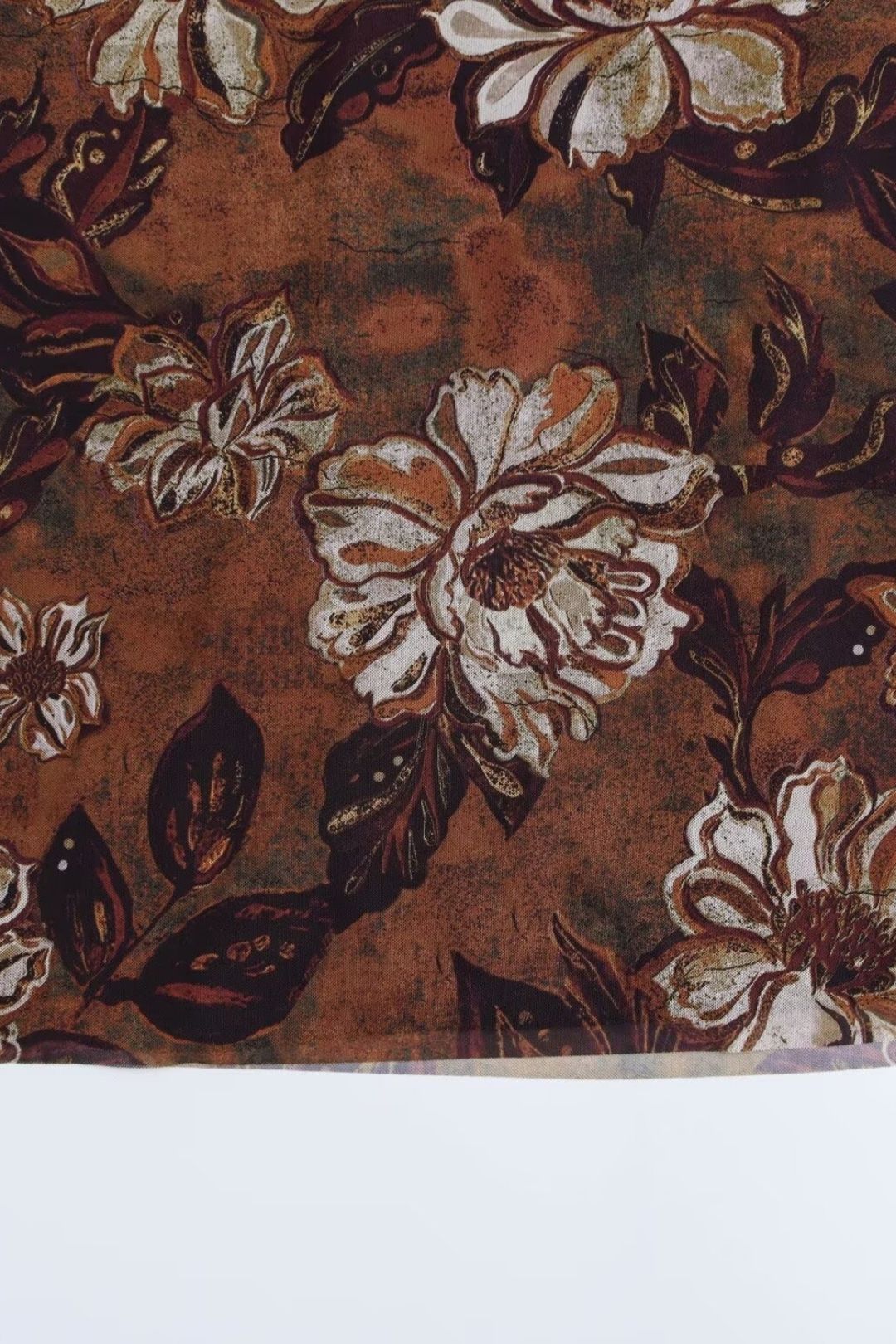 Waist Printed Silk Mesh One-word Collar Long Dress