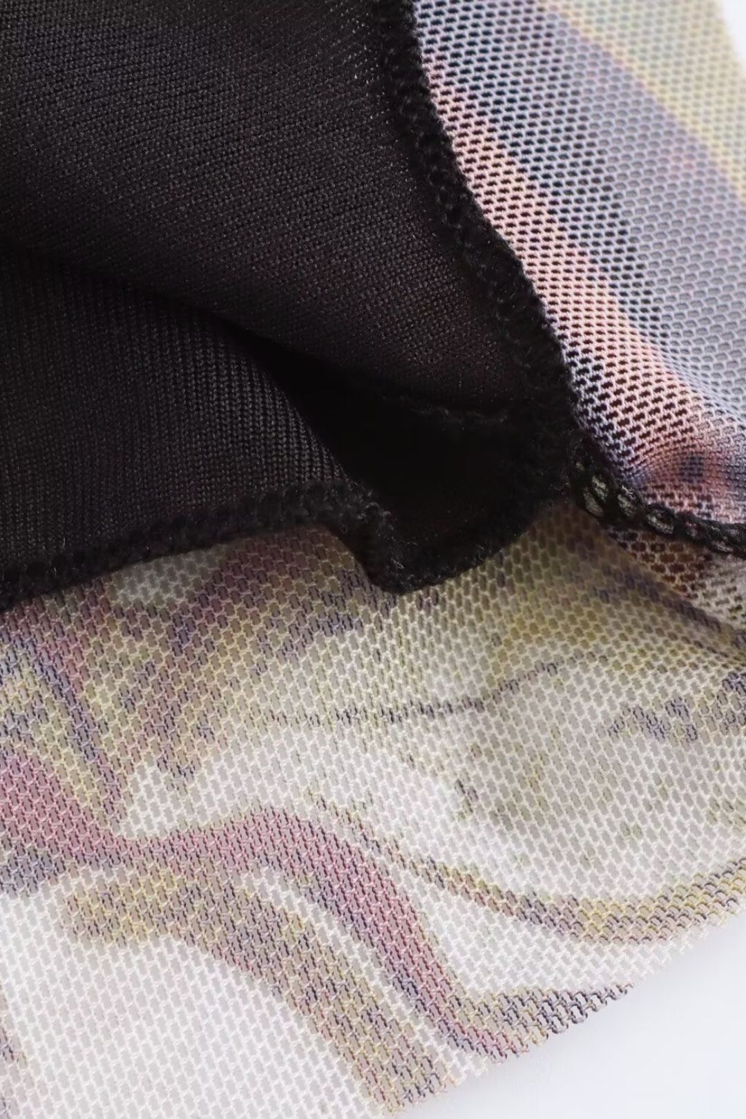 Waist Printed Silk Mesh One-word Collar Long Dress