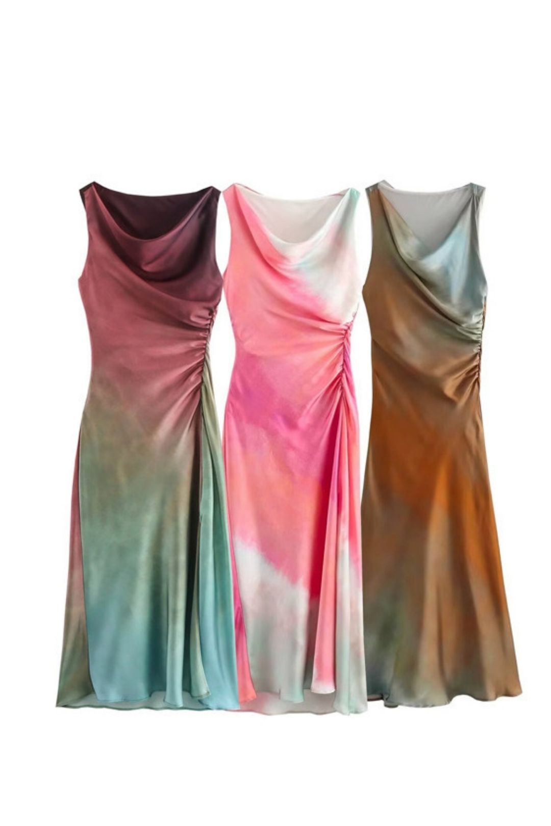 Tie-dye Printing Slim Midi Dress