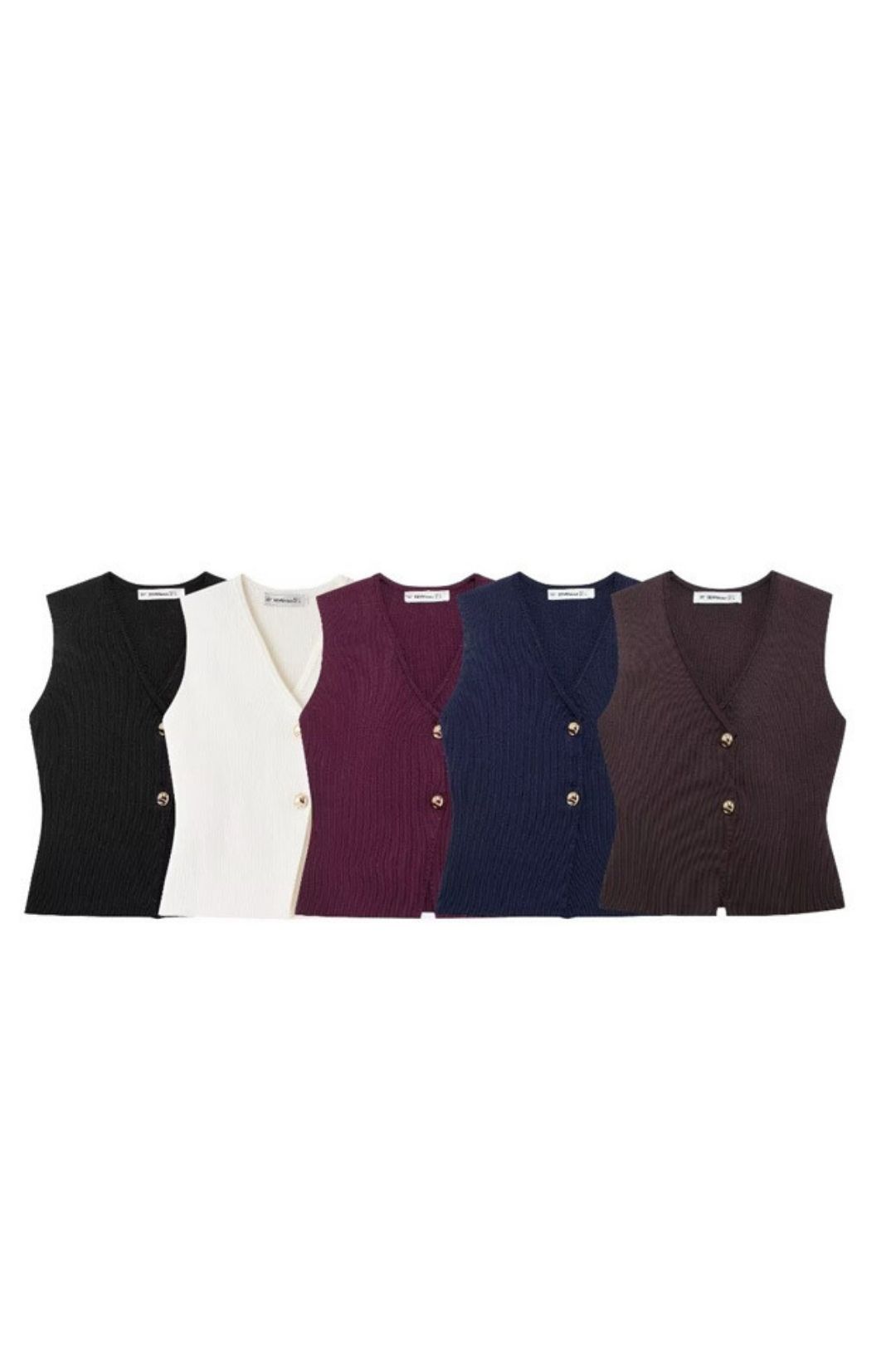 Style Gold Button-decorated Knitted Vest Top