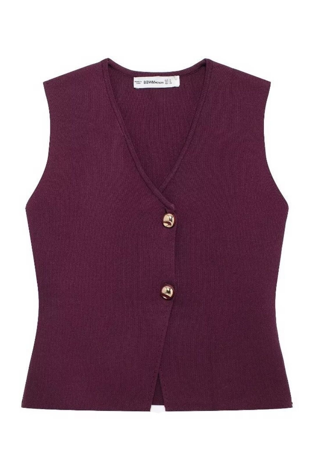 Style Gold Button-decorated Knitted Vest Top