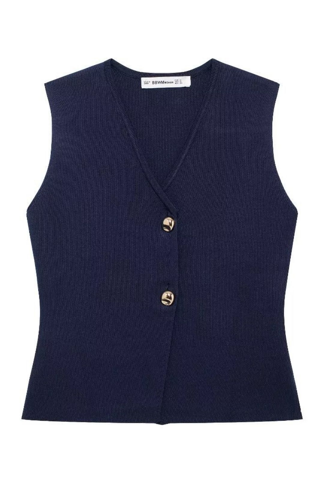 Style Gold Button-decorated Knitted Vest Top