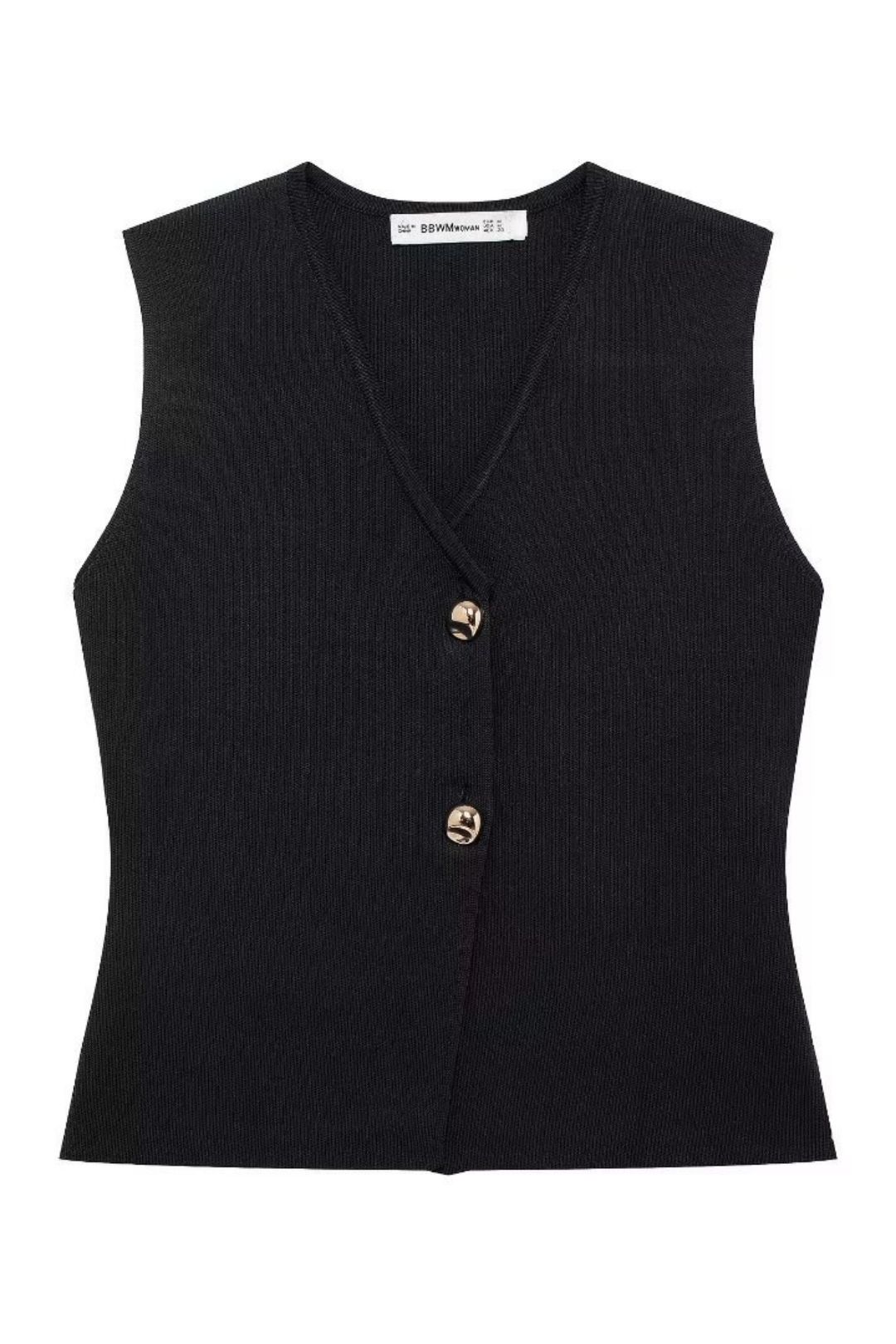 Style Gold Button-decorated Knitted Vest Top