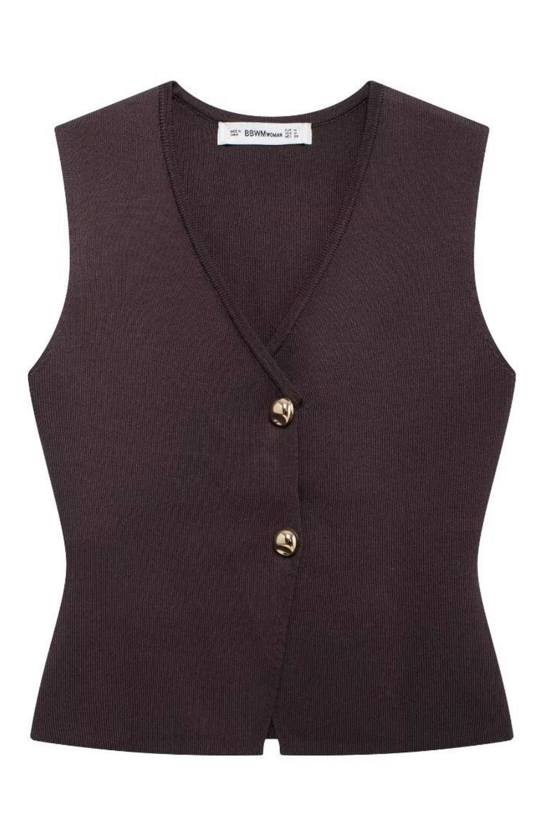 Style Gold Button-decorated Knitted Vest Top