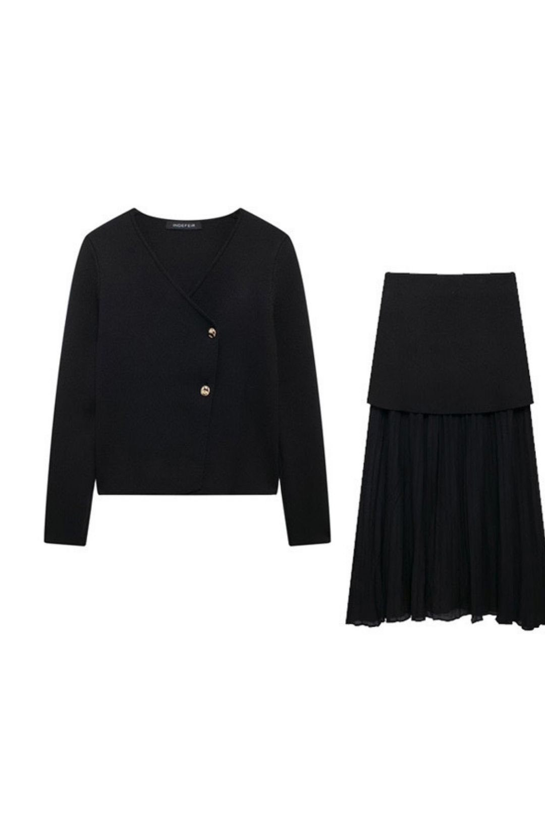 Asymmetric V-neck Long-sleeved Slim Knit Jacket