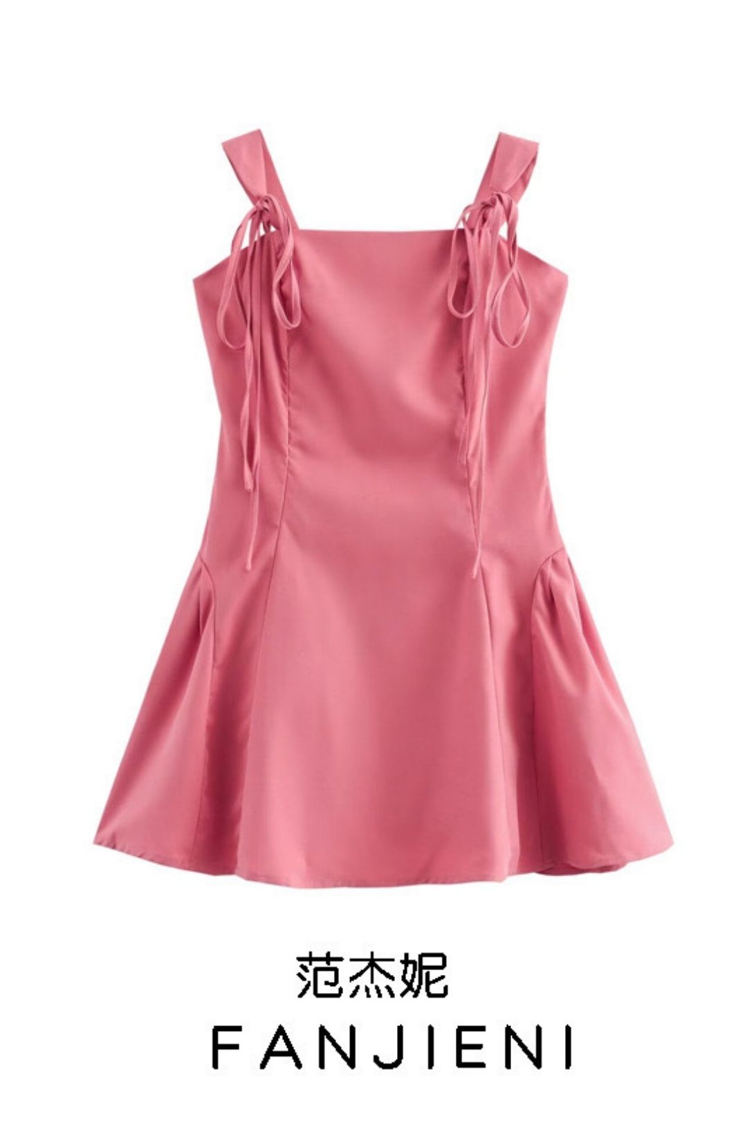 All-match Design Sense Of Straps, Bows, Waist, Short Suspender Dress