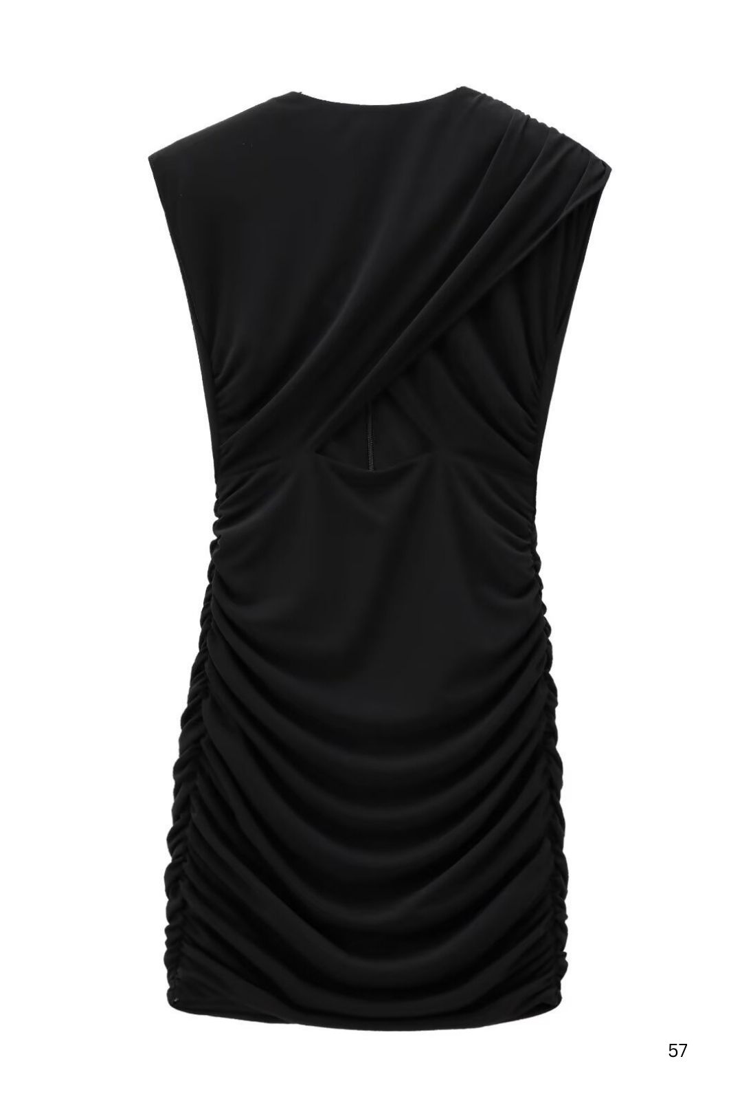 Open Design Pleated Dress With Shoulder Pads