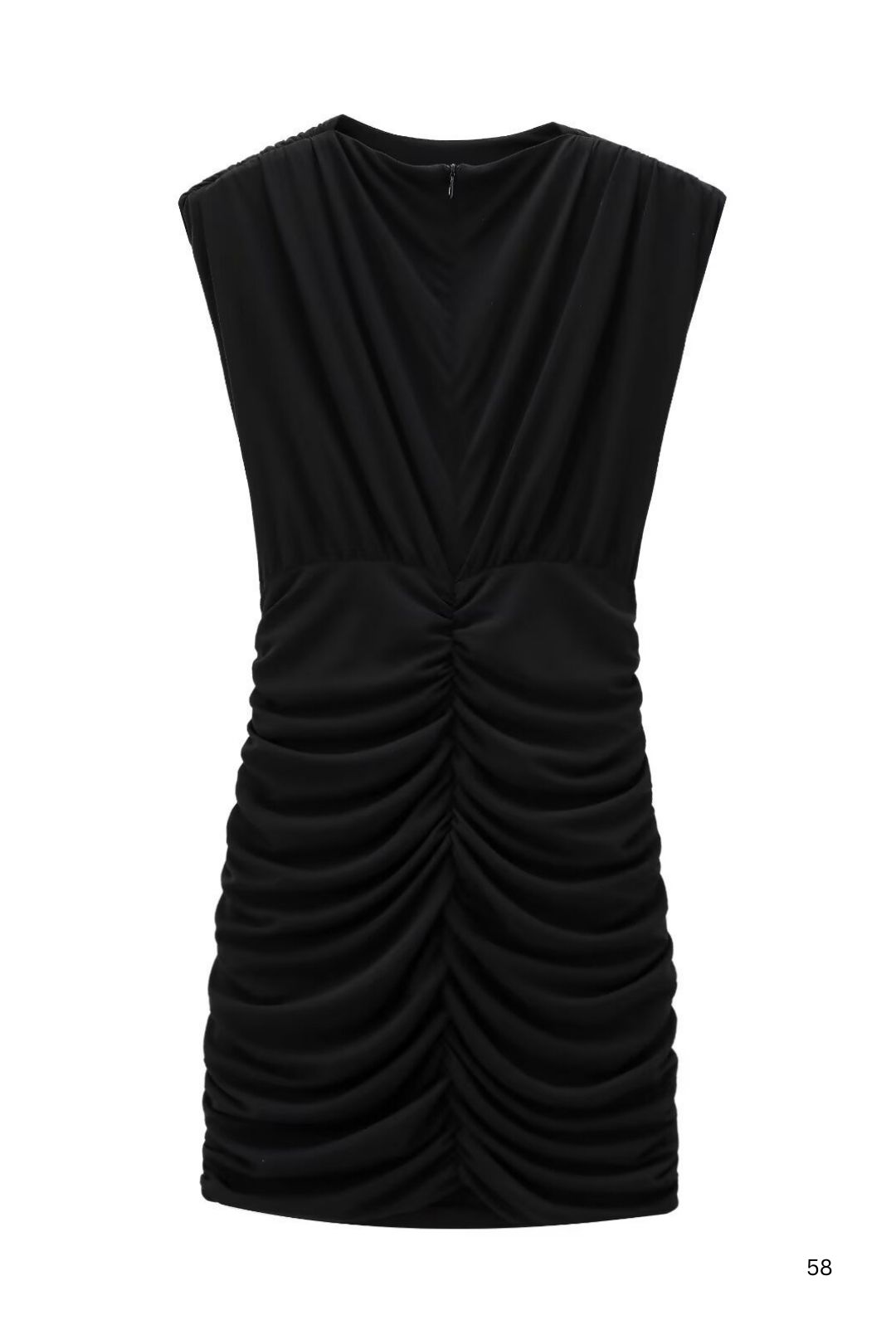 Open Design Pleated Dress With Shoulder Pads