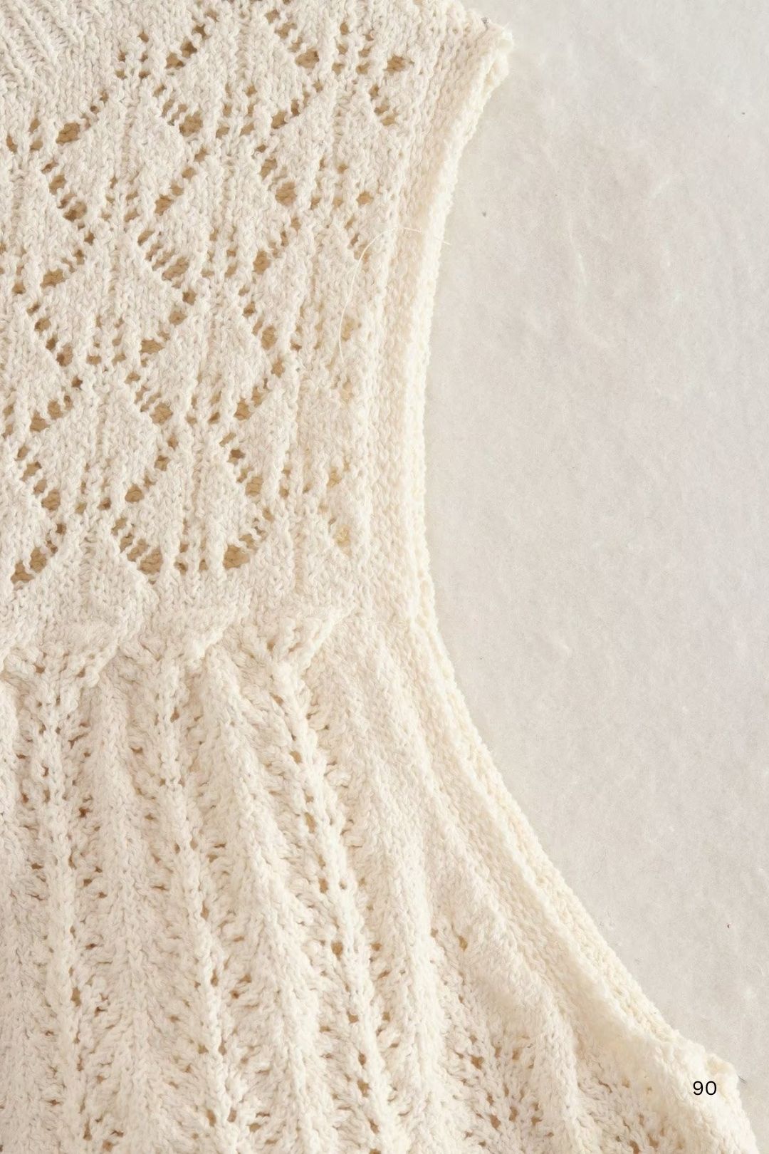 Mesh Cloth Sleeveless Knitted Vest Top Skirt Suit