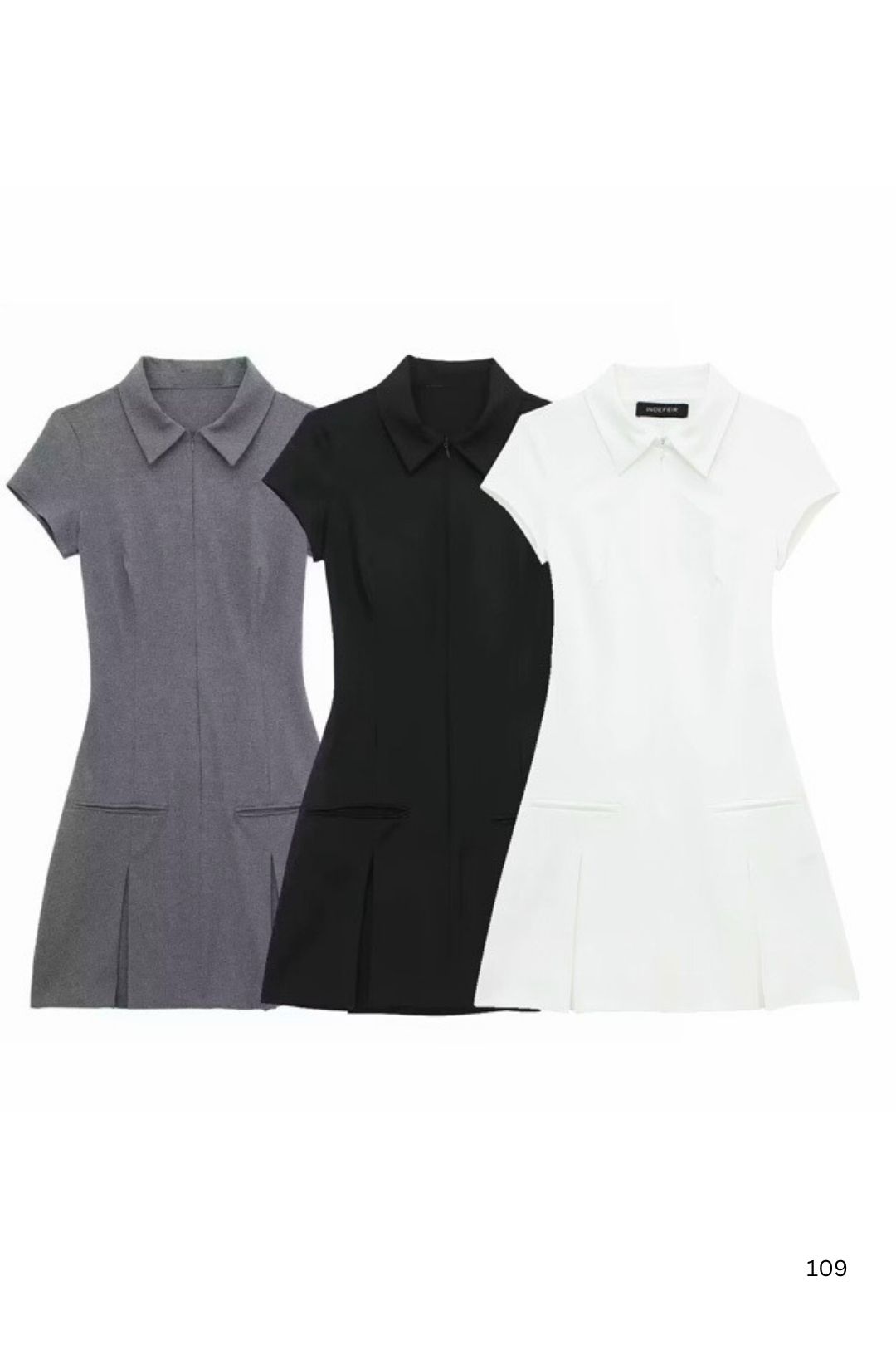 Slim Lapel Wide Pleated Short Dress
