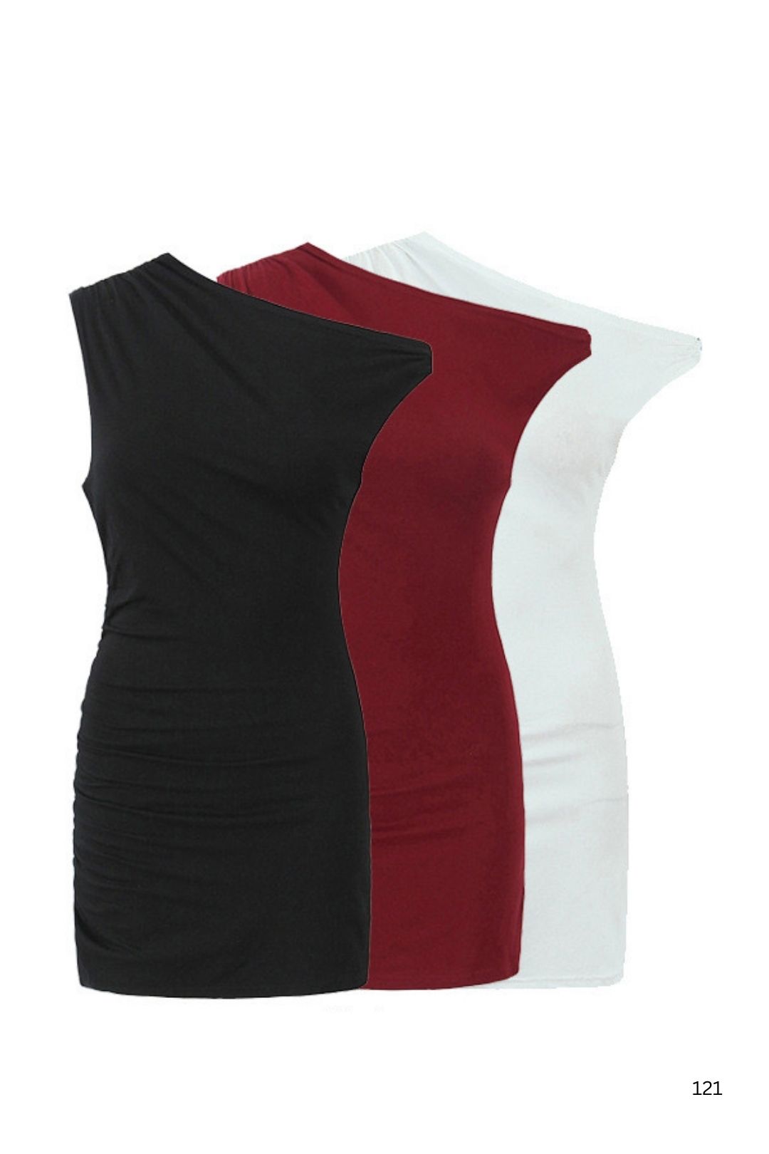 Solid Color Irregular Pleated Metal Buckle Slim Casual Dress