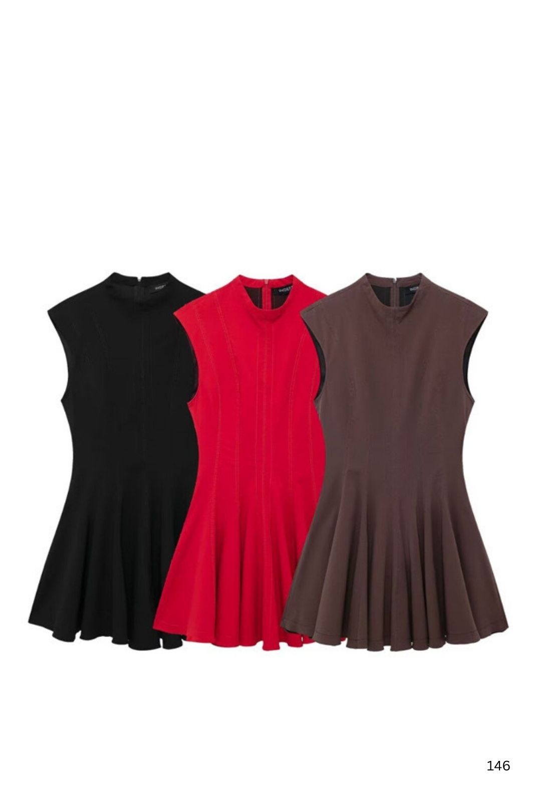 Niche Wave Wide Sleeveless Dress