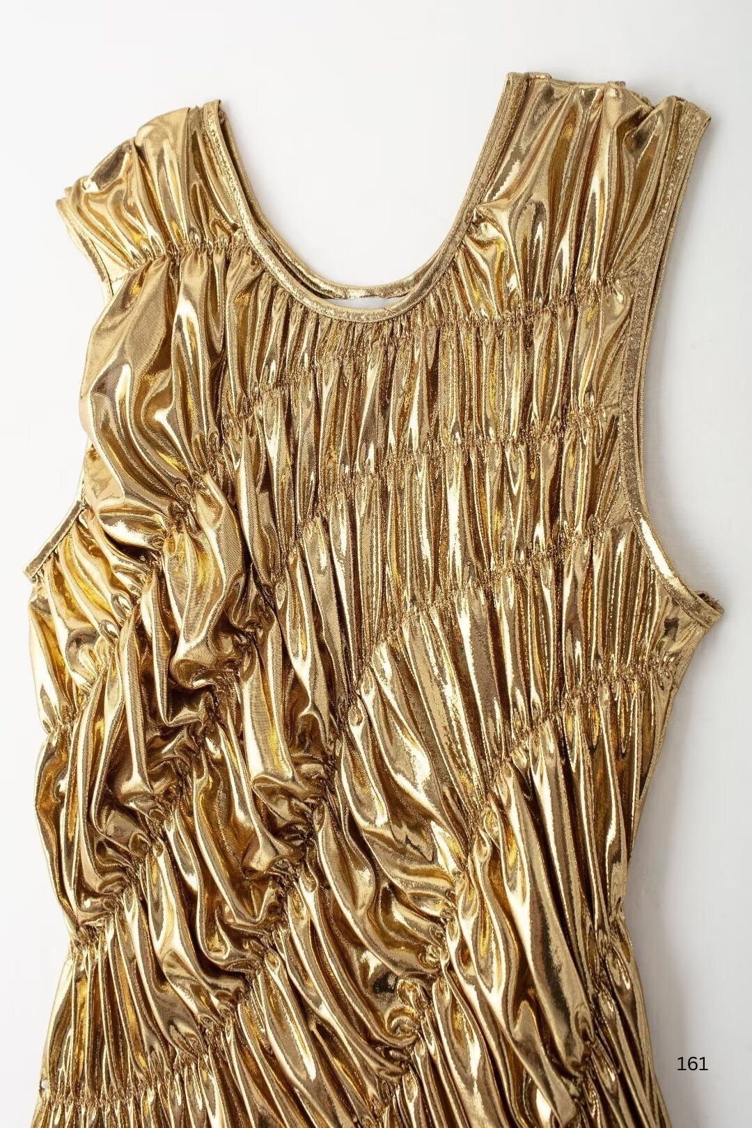 Waist Slimming Golden Bright Design Vest Dress