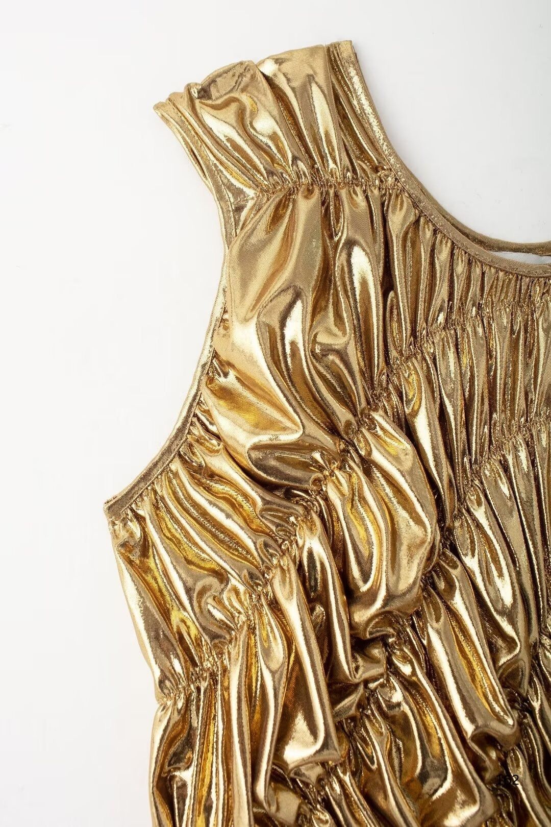 Waist Slimming Golden Bright Design Vest Dress