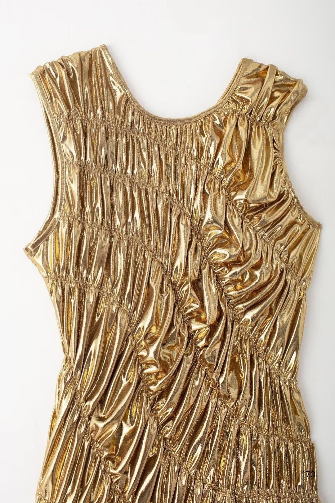 Waist Slimming Golden Bright Design Vest Dress