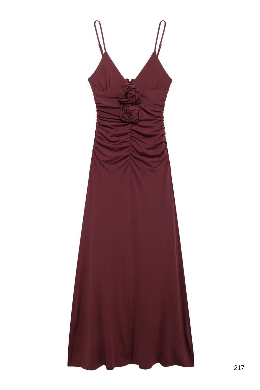 Flower Decoration V-neck Midi Dress