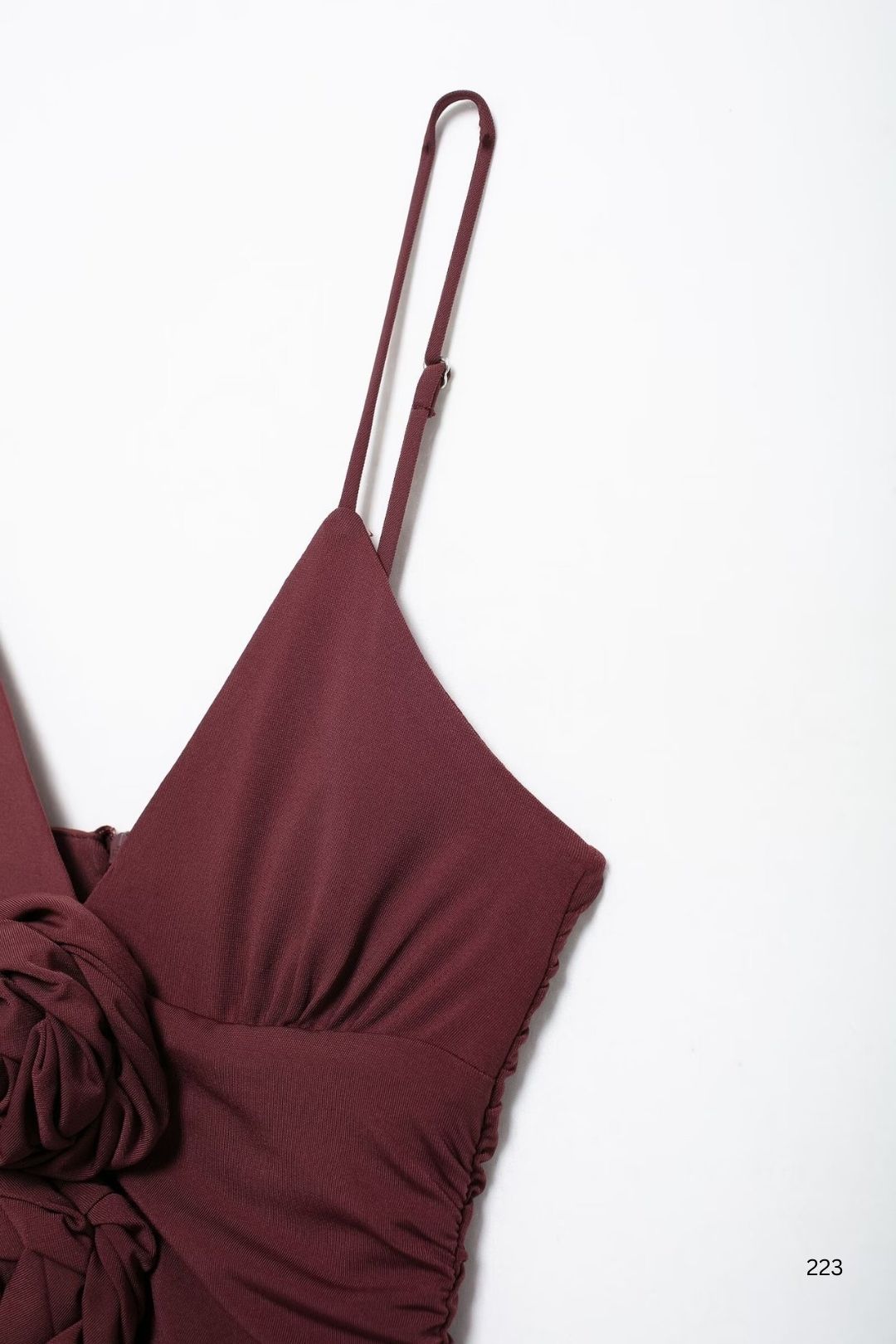 Flower Decoration V-neck Midi Dress