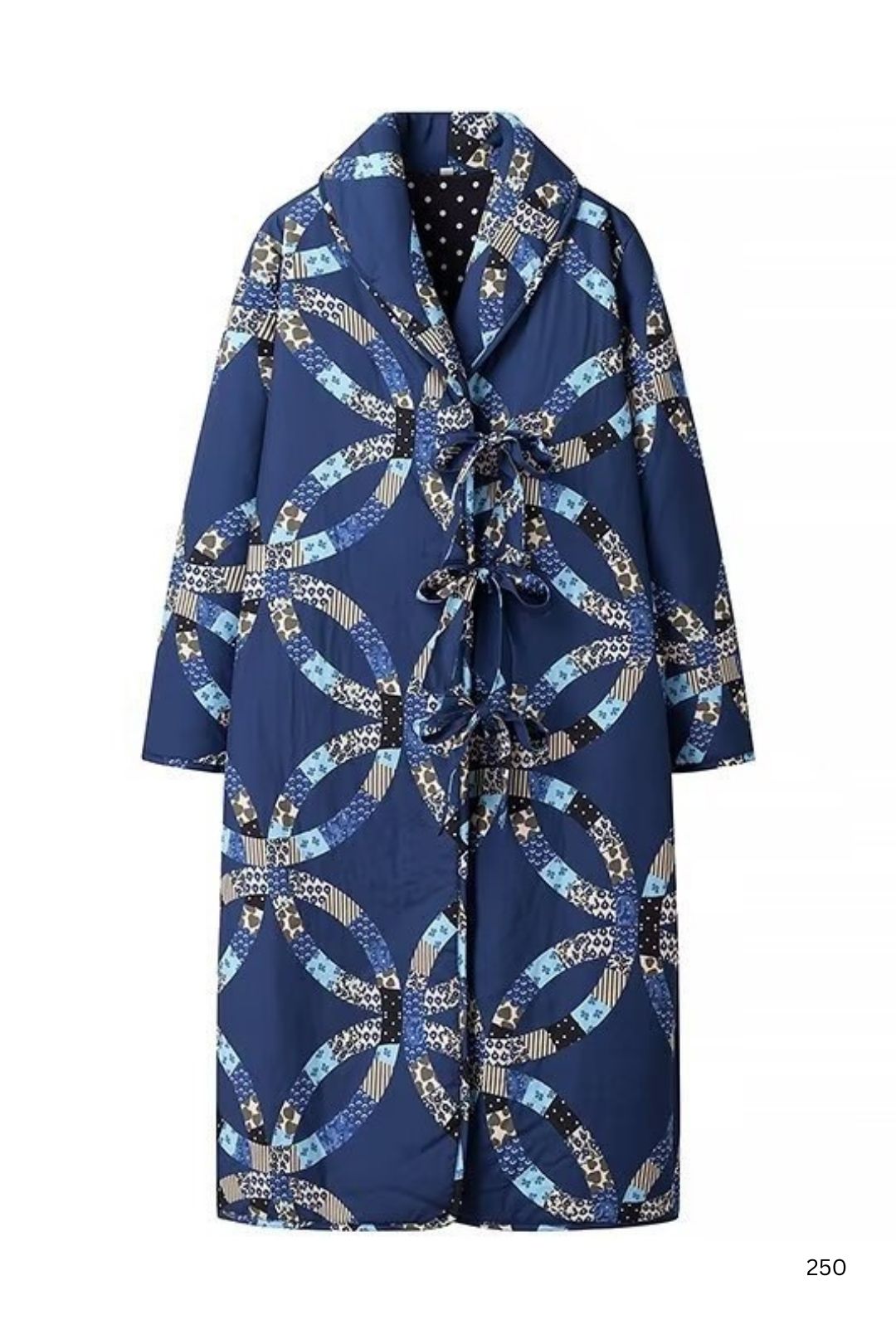 New Fashion Loose And Thin Lace-up Printed Long Cotton Coat
