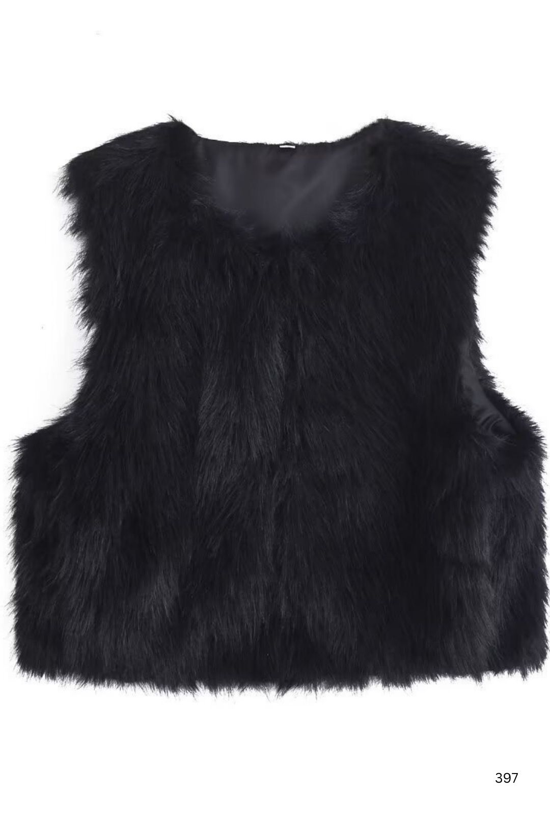Artificial Fur Effect Sleeveless Short Vest Vest