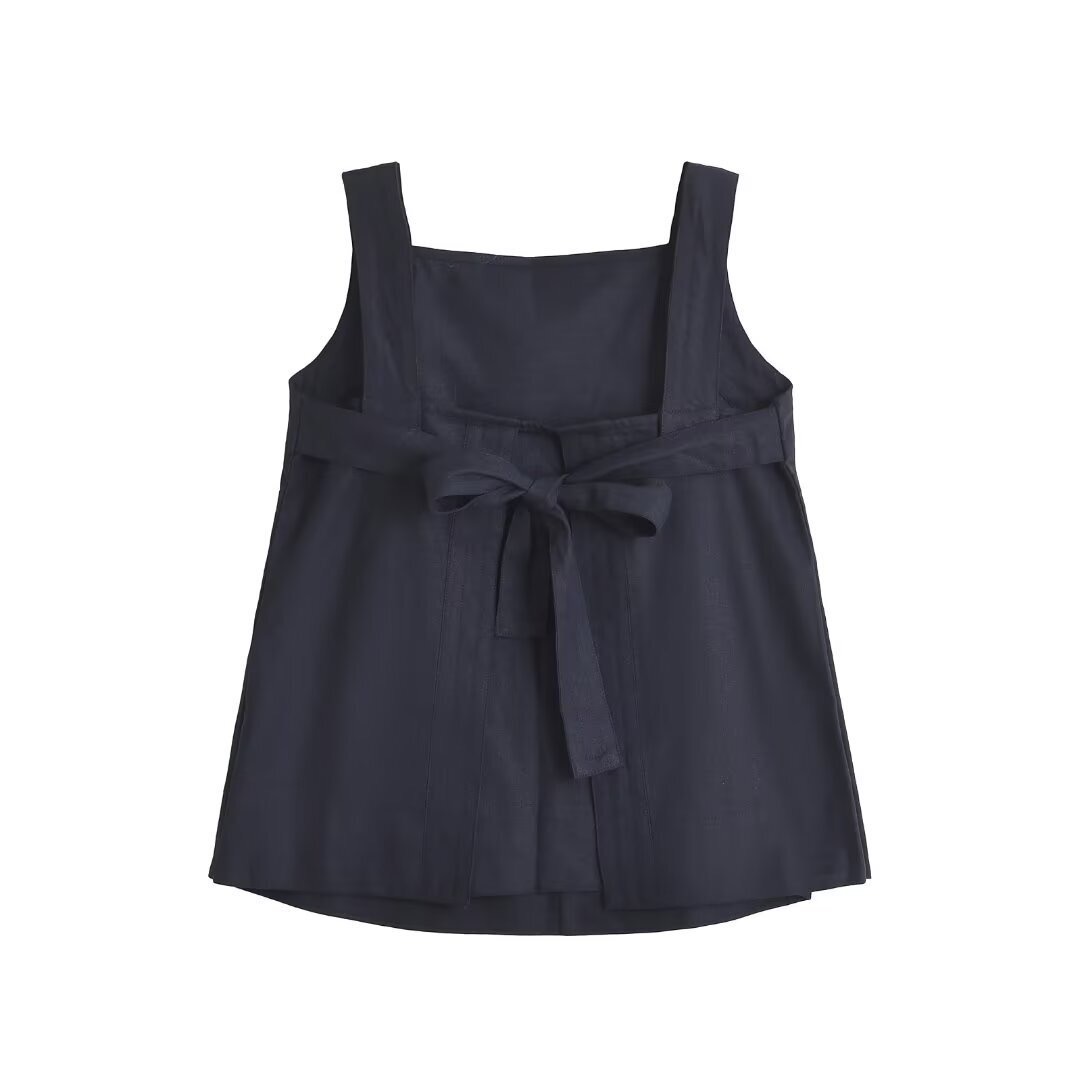 Versatile Backless Bow Tie Design Sleeveless Vest