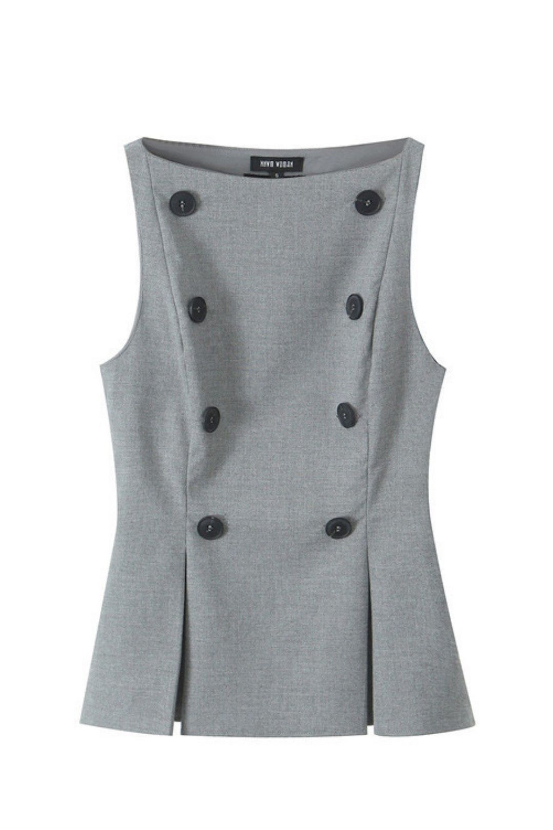 New Style Versatile Buttoned Boat Neck Sleeveless Casual Top