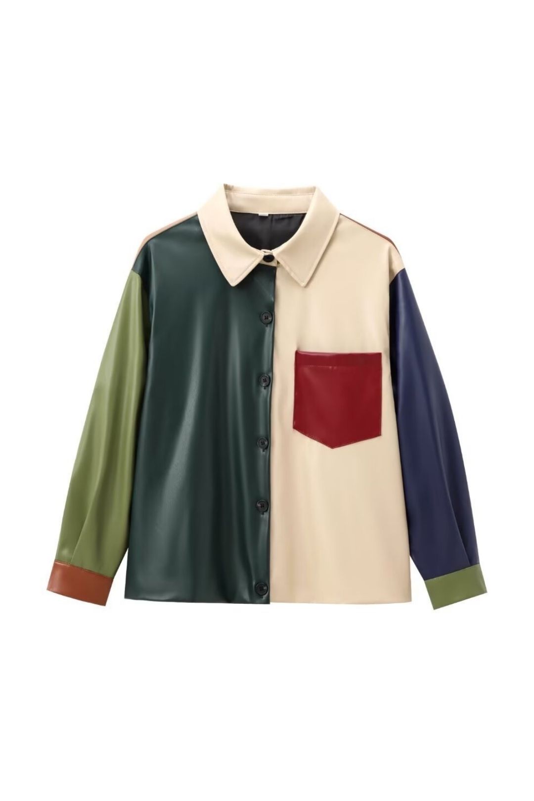 Stitching PU Leather Design Casual Jacket