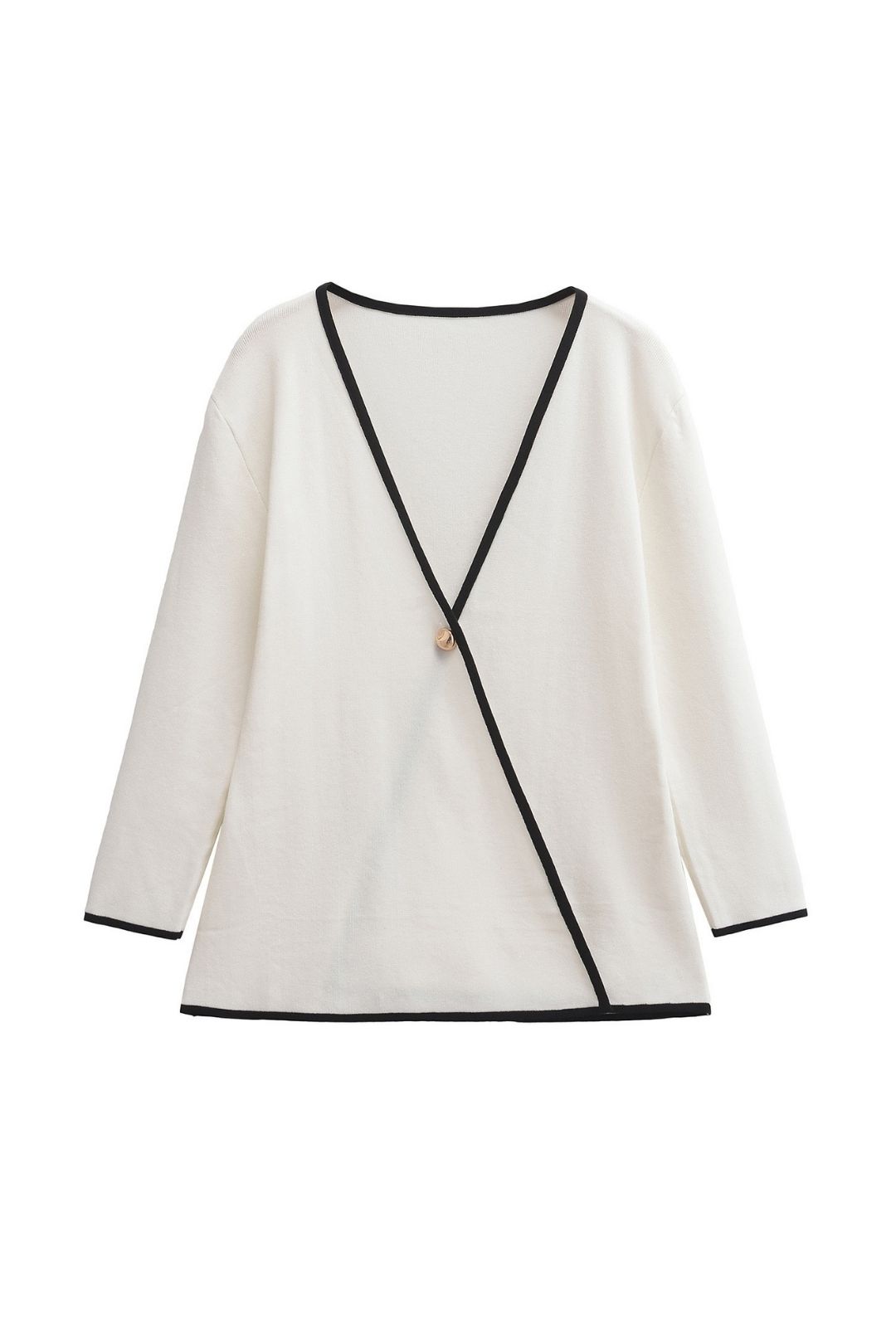 Trim Double-breasted White Long-sleeved Suit Jacket