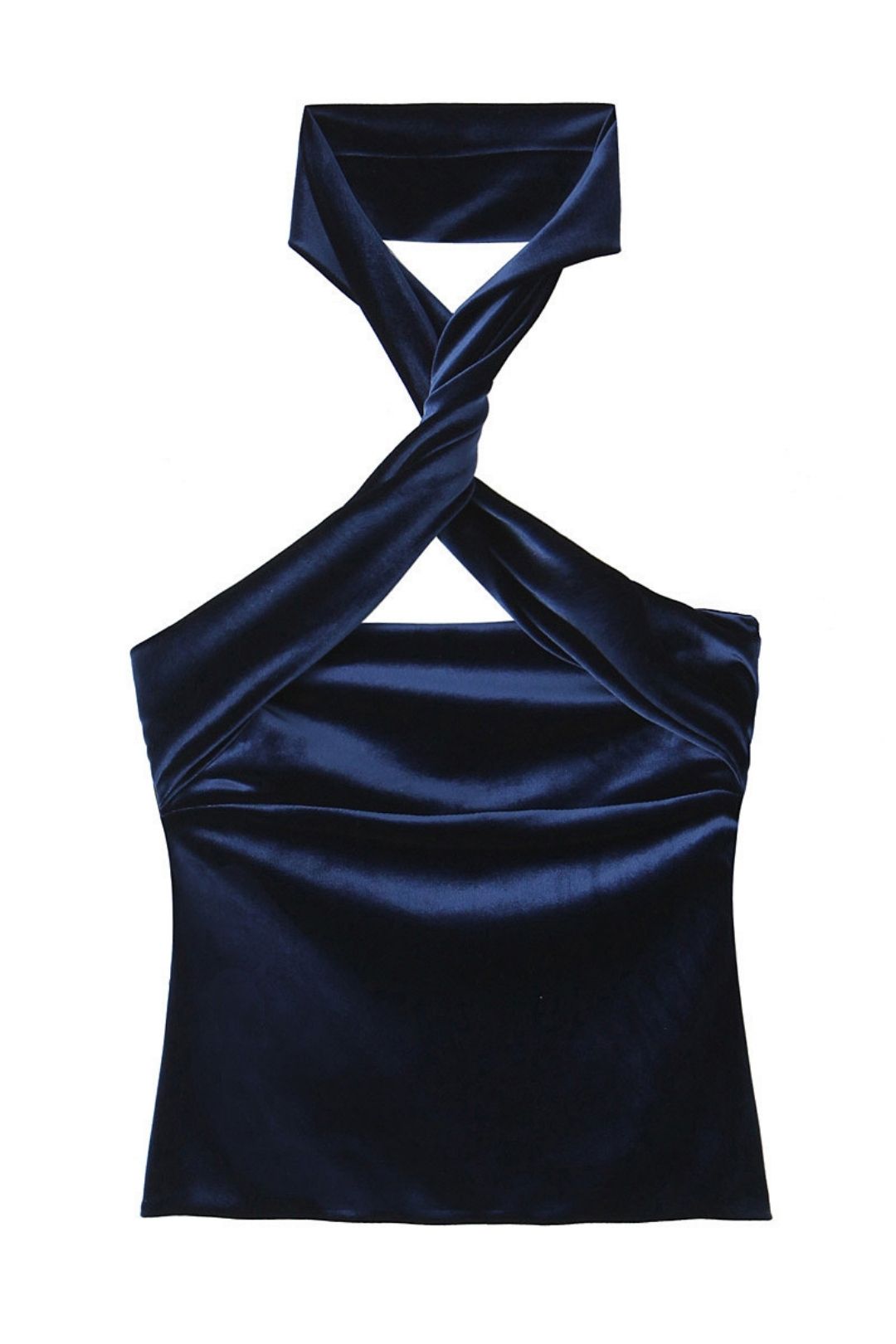 Slim Fit Velvet Sleeveless Halter Top