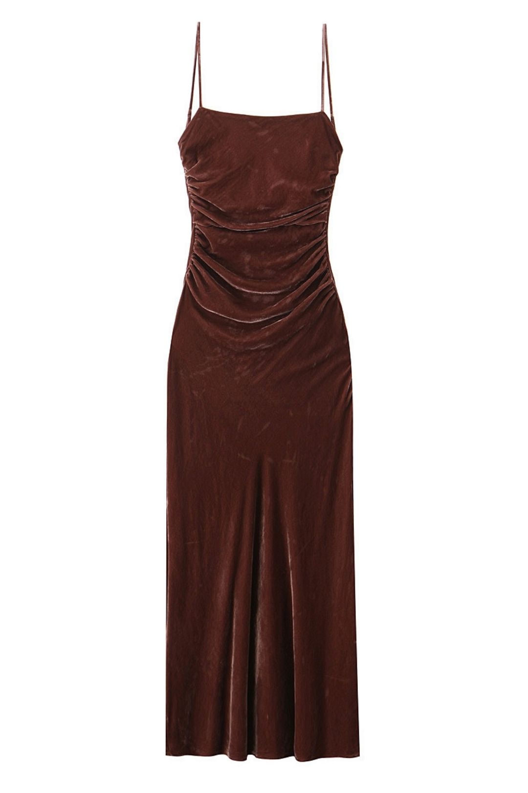 New Velvet Suspender Backless Pleated Midi Dress