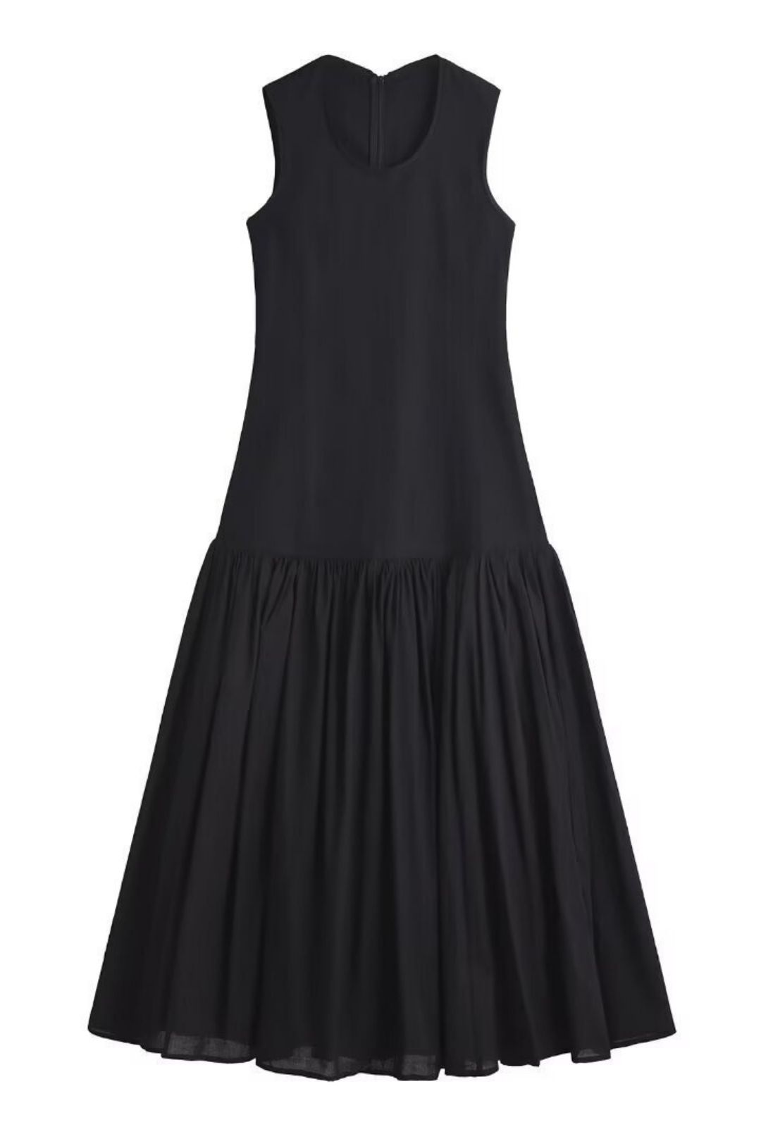 Simple Low-waisted Round Neck Sleeveless Spliced ​​vest Dress