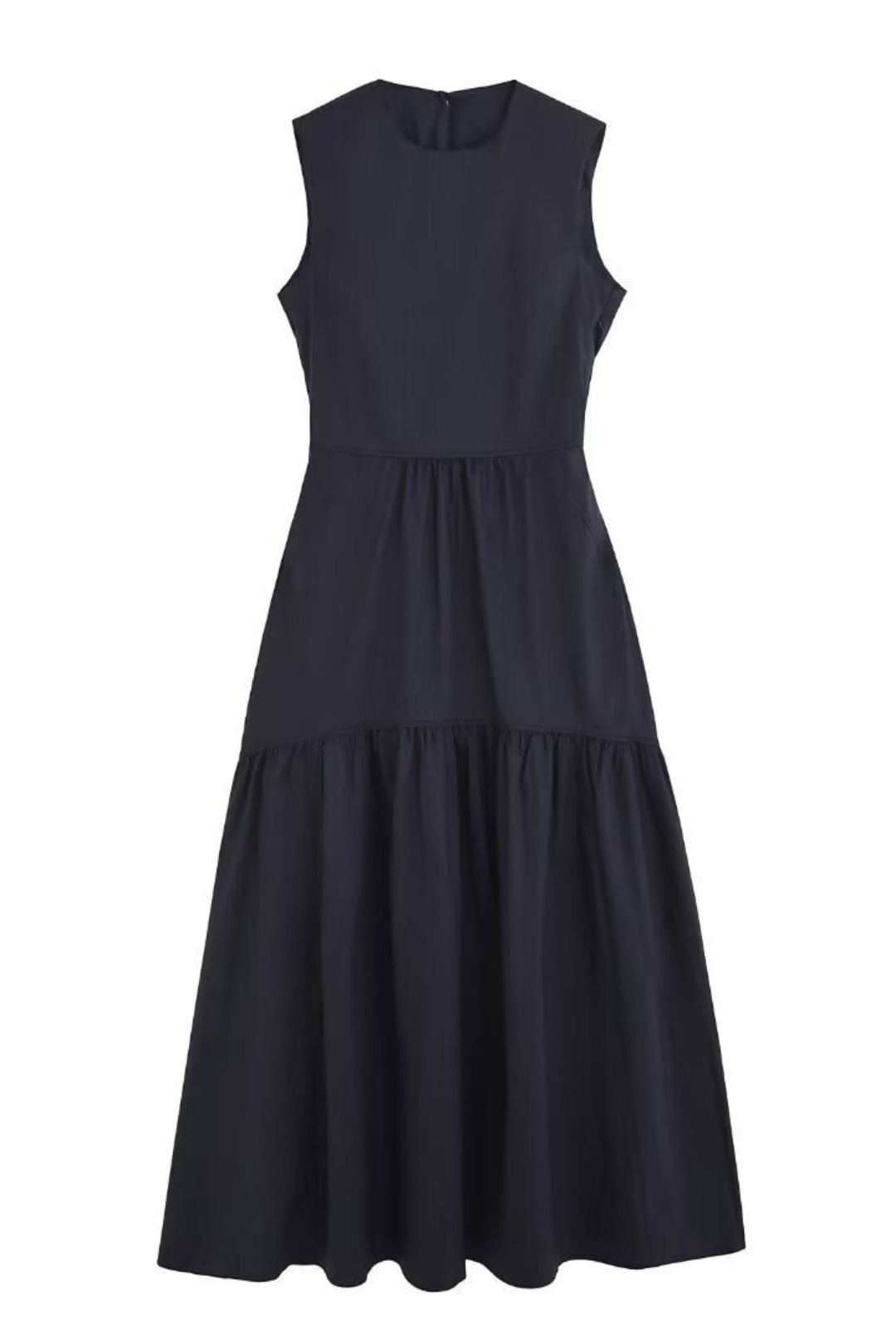 Simple Waistless Design Round Neck Sleeveless Dress