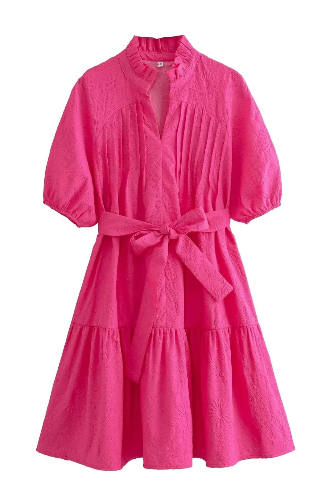 Casual Retro Style Belted Lace Collar Mini Dress