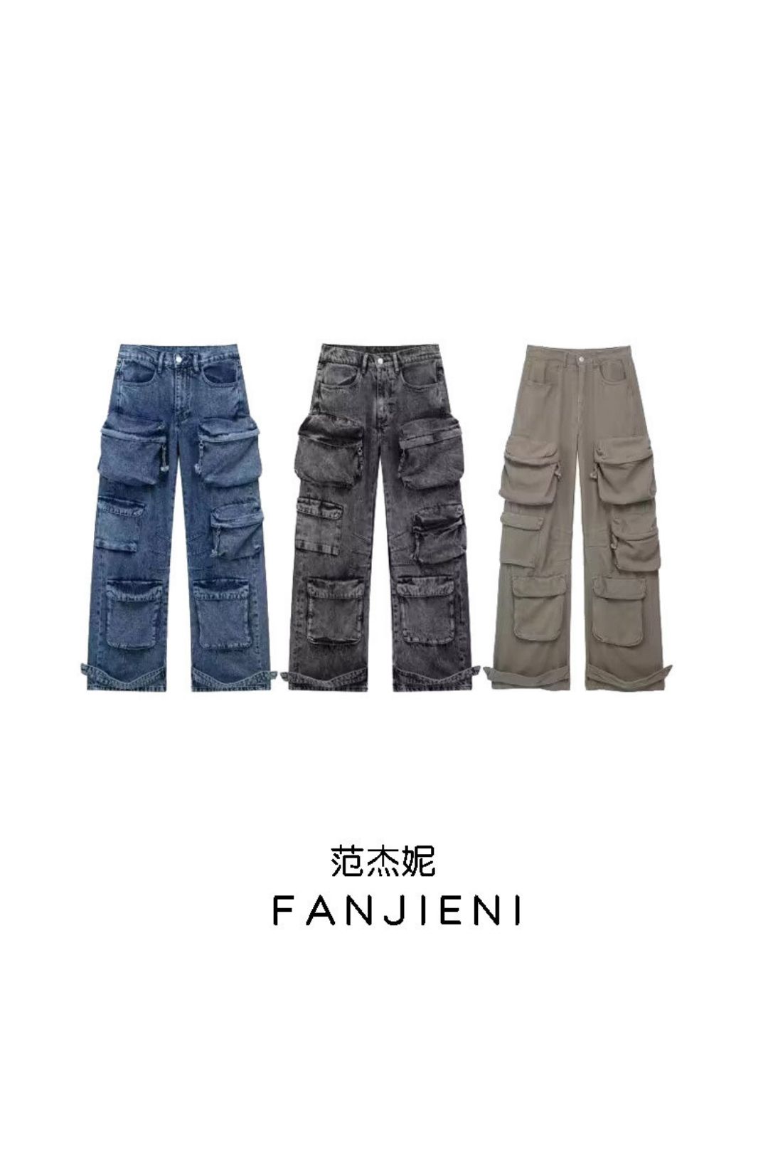 Casual Retro Multi-pocket Loose Jeans