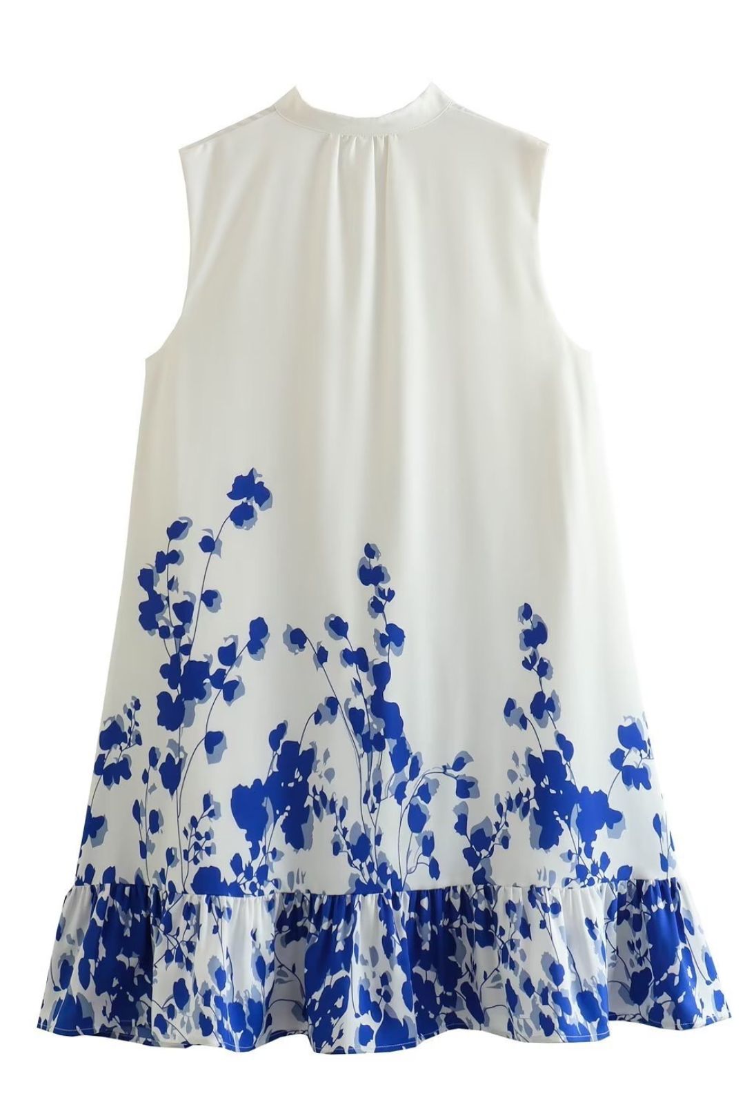 Button Stand Collar Fashion Casual Positioning Printed Sleeveless Dress
