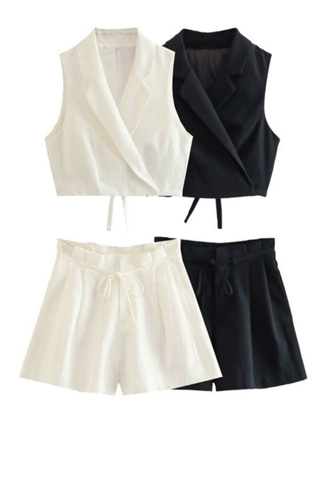 Linen Blended Slim Vest Casual Shorts