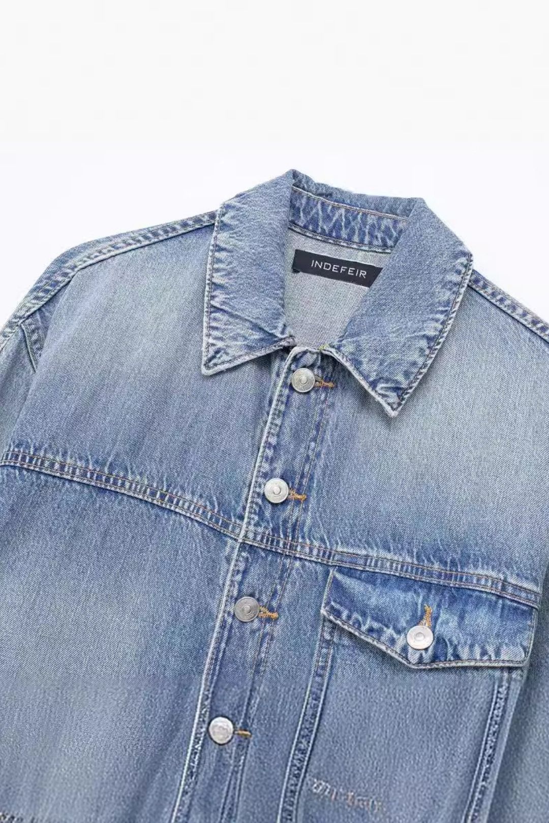 Wide-legged Long Denim Jumpsuit