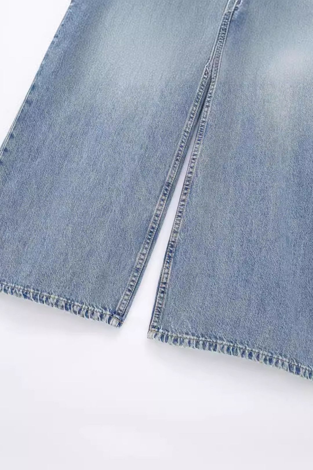 Wide-legged Long Denim Jumpsuit