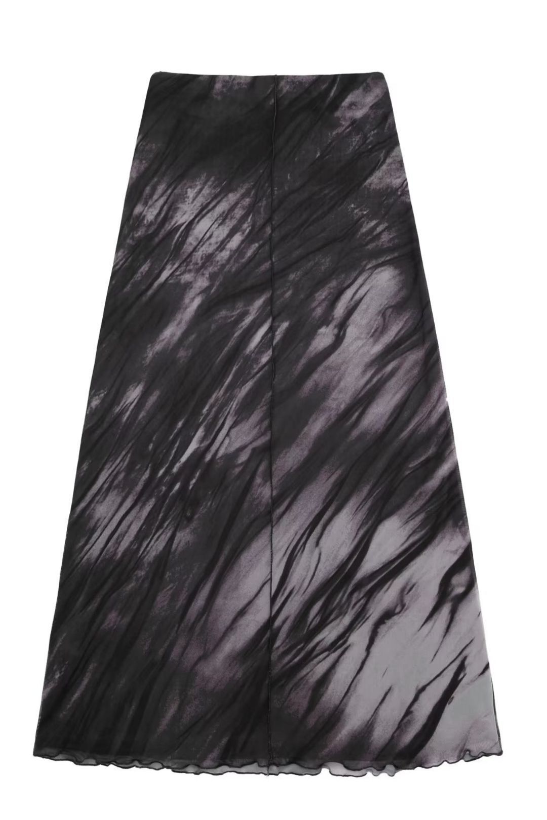 Casual Pleated Decorative Printed Tulle Top