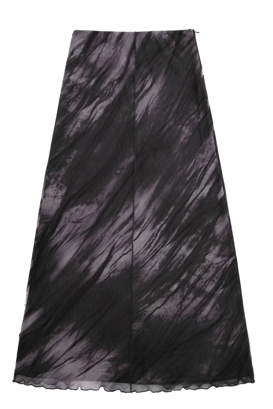 Casual Pleated Decorative Printed Tulle Top