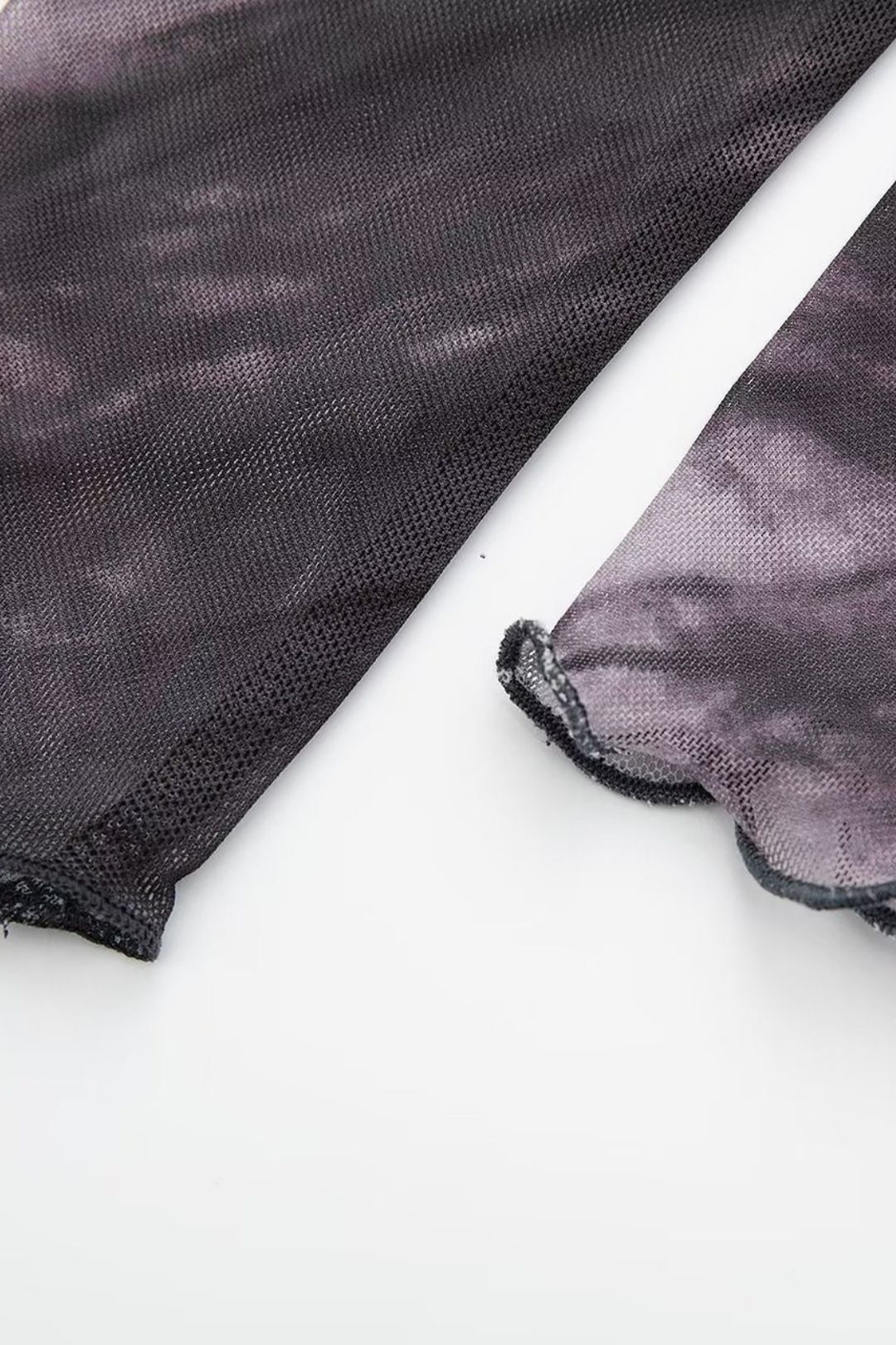 Casual Pleated Decorative Printed Tulle Top