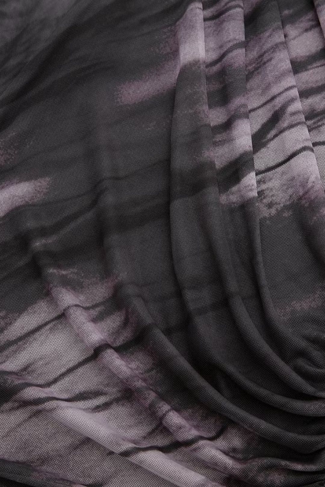 Casual Pleated Decorative Printed Tulle Top