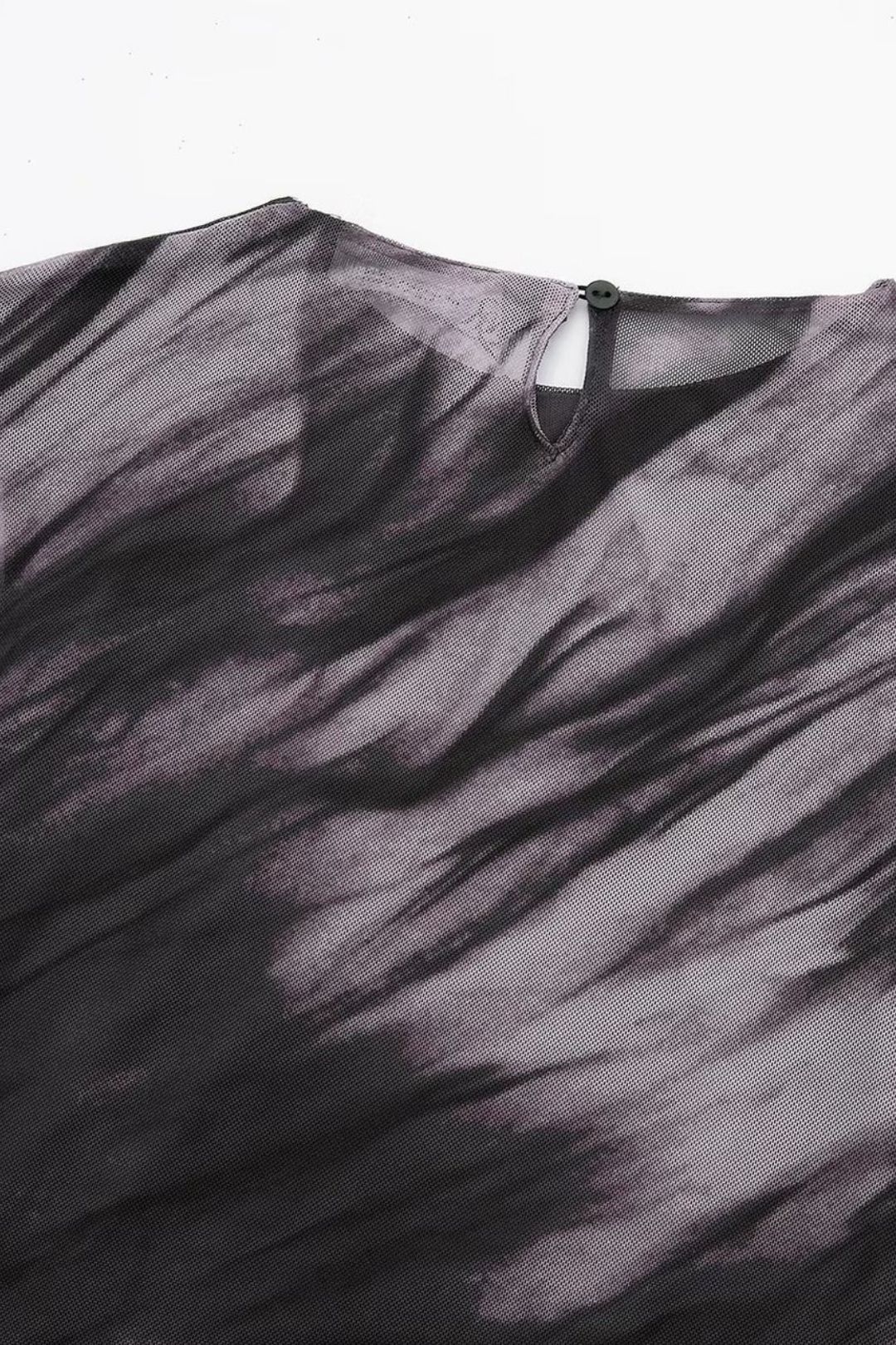 Casual Pleated Decorative Printed Tulle Top